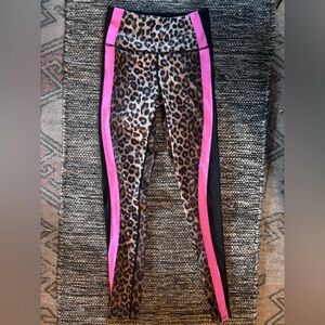 Veronica Beard Leopard Print Leggings with Pink Accents